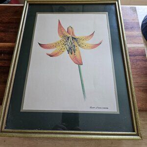tiger lily framed art beautiful vibrant colors signed by artist John Sidelinger
